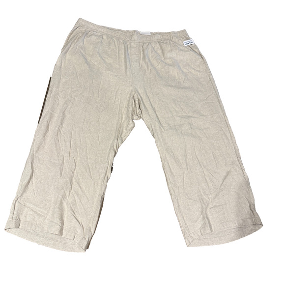 NWT Old Navy Linen Blend Pants womens 4X wide leg pull on beachy beige tan NEW - Picture 1 of 7